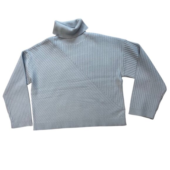 Magaschoni Sweaters - Magaschoni Turtleneck Sweater Women's Size‎ Large Light Blue Ribbed Knit Rayon